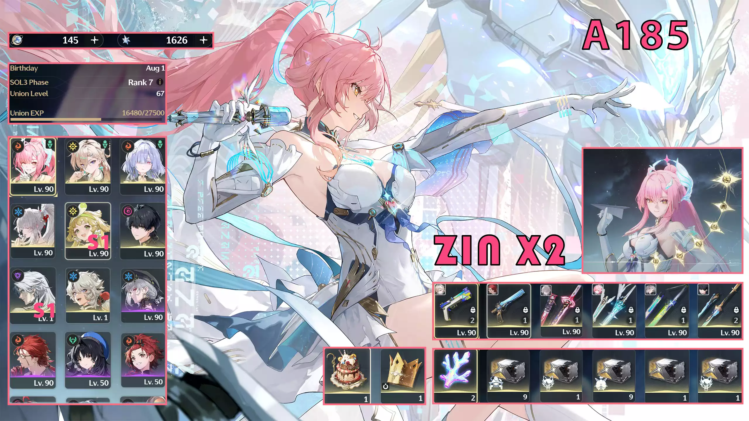 Aemeath C6R1 + Hiyuki C0R1 + Lynae C0 + Mornye C0